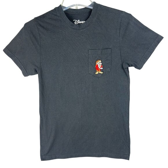Disney Grumpy Dwarf T-Shirt Youth S Pocket Black Snow White And Seven Dwarfs. - Picture 1 of 6